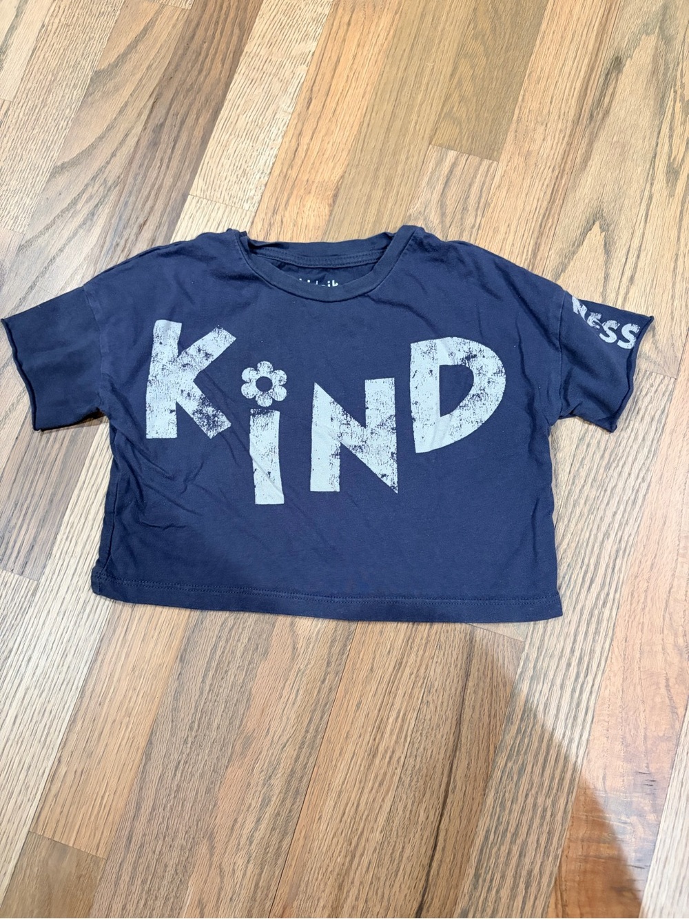 Kidpik toddler girl gray “kindness” cropped tshirt